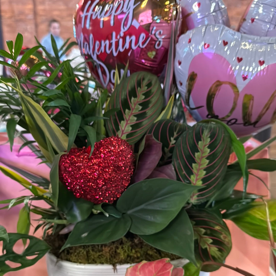 Foliage Arrangement in White Pot